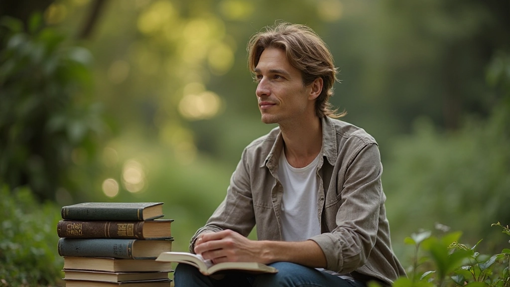 Persoon in rustige omgeving reflecteert op persoonlijke waarden en levensfilosofie